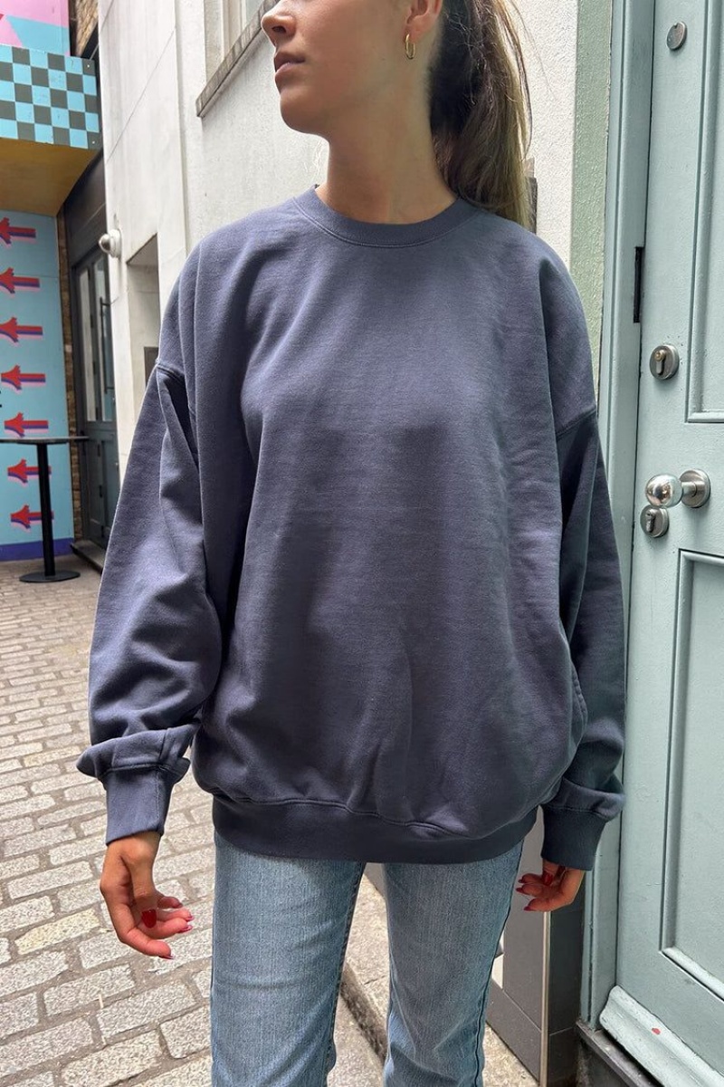 Sweatshirt Brandy Melville Erica Oversized Bleu Marine | CHU-79048079